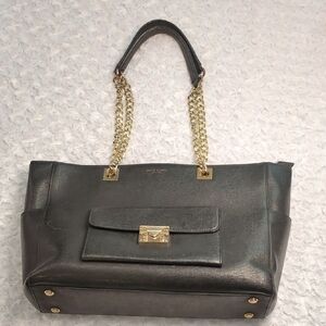 Henri Bendel Black and Gold Women's Bag Likely Vintage